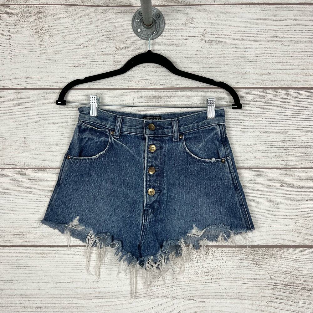 Moussy Denim Women's High Waisted Raw Hem Cut Off Summer Shorts Size 2